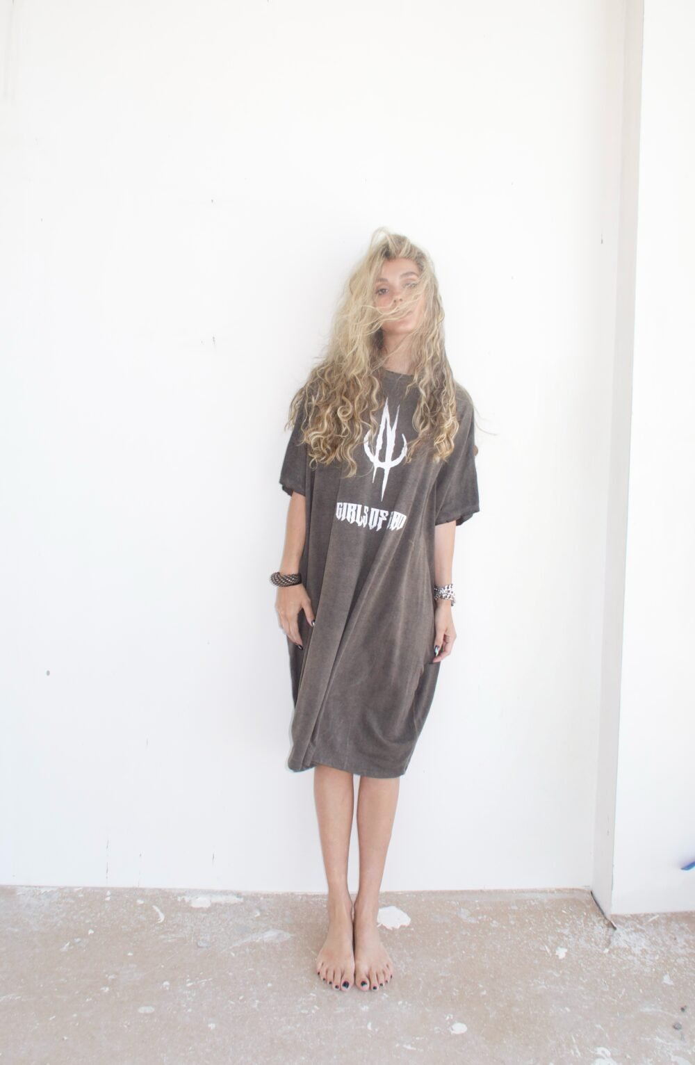 khaki washed-stone shirt « girls of God » – Image 3