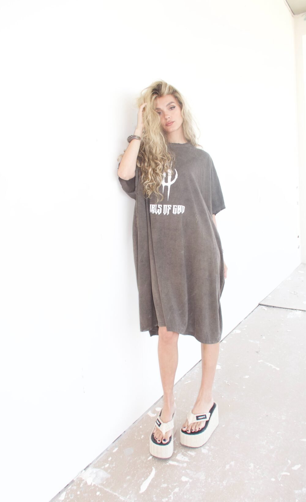 khaki washed-stone shirt « girls of God » – Image 5