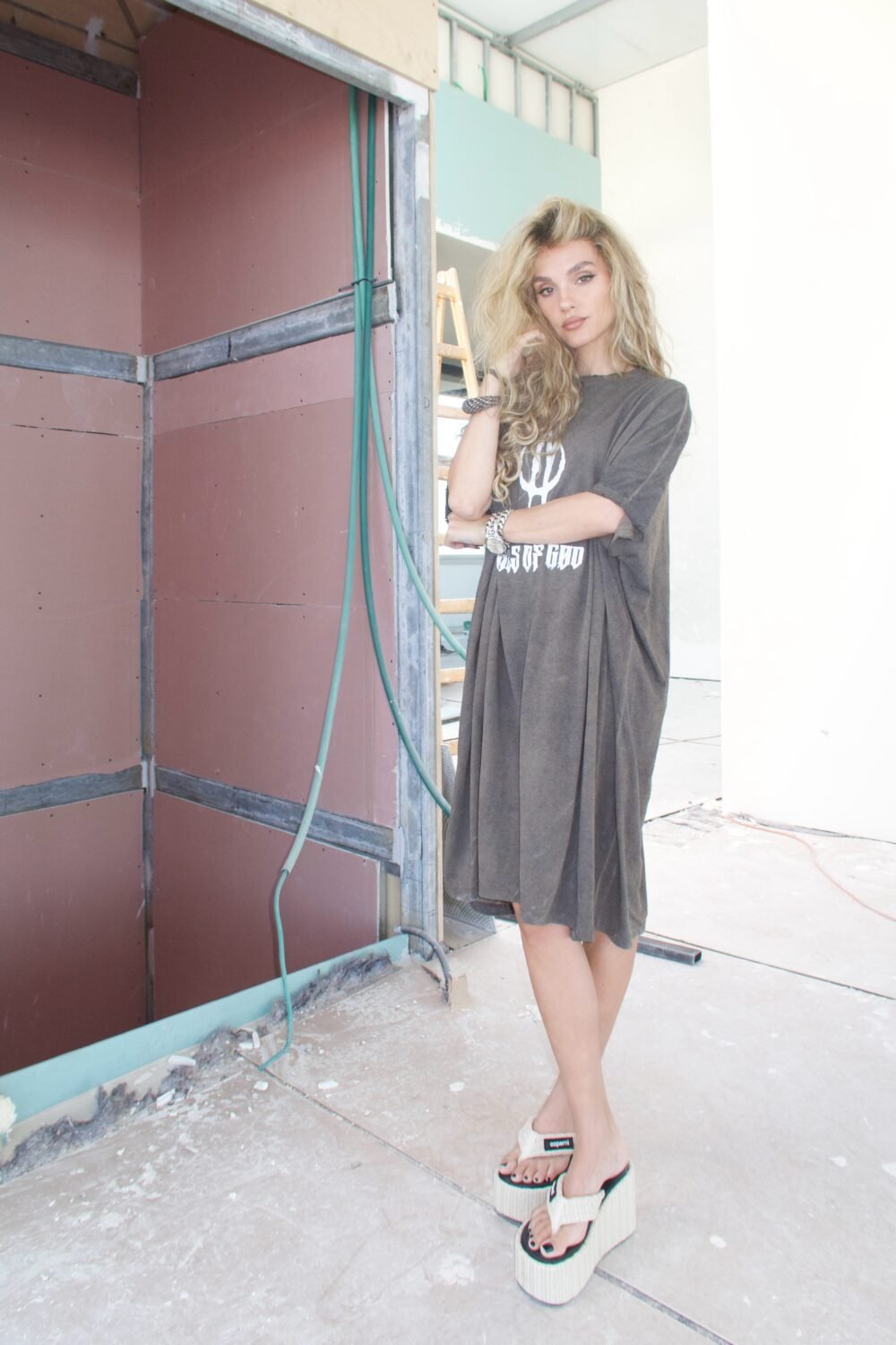 khaki washed-stone shirt « girls of God » – Image 8