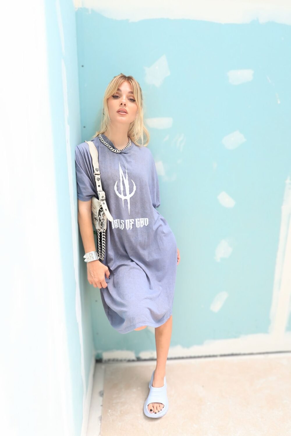 blue washed-stone shirt « girls of God » – Image 6