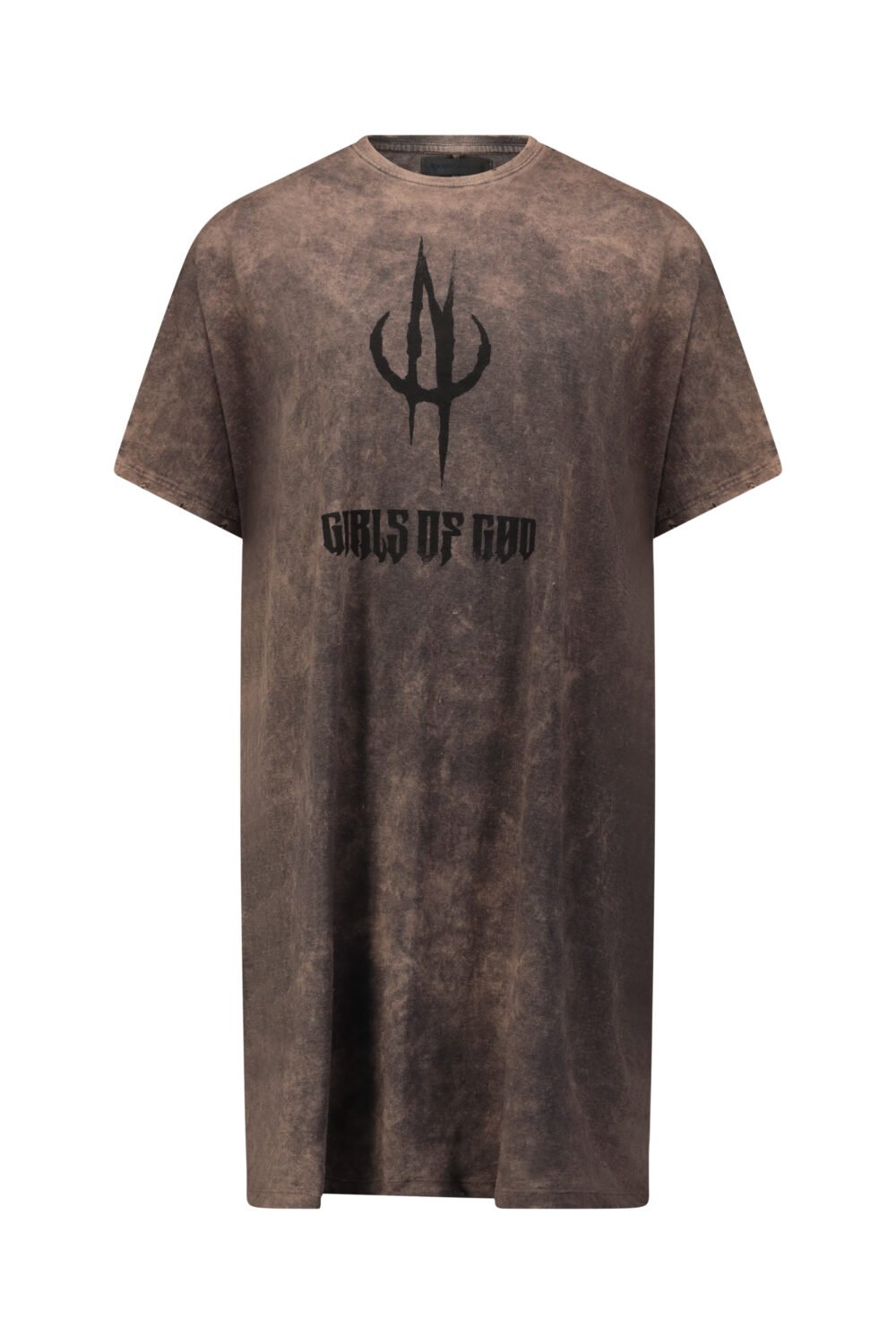 washed-stone shirt « girls of God » marron