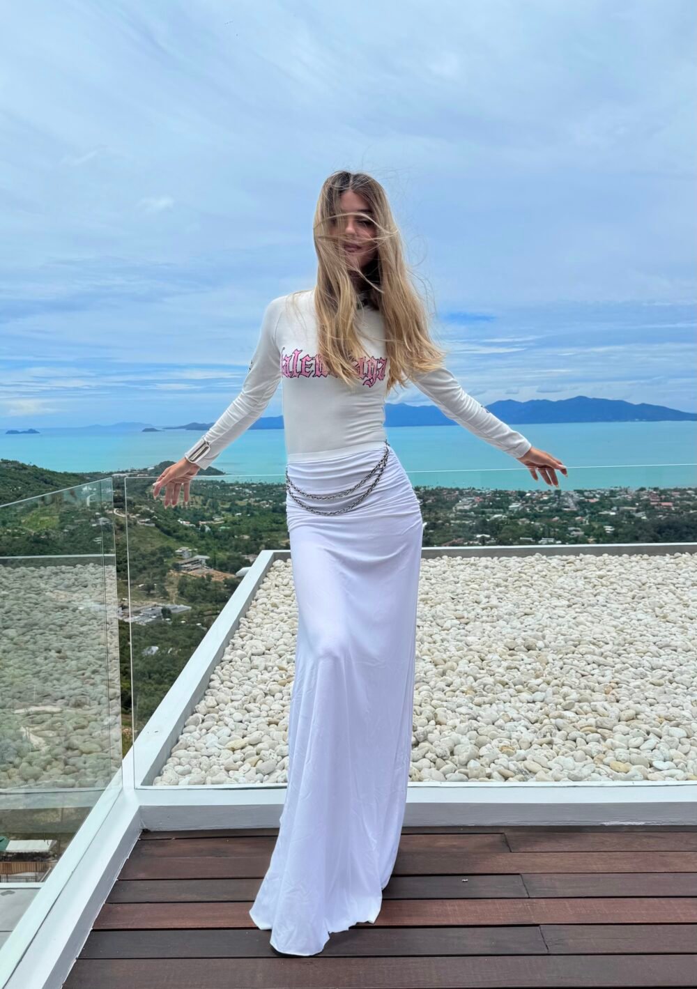 La jupe drapée white