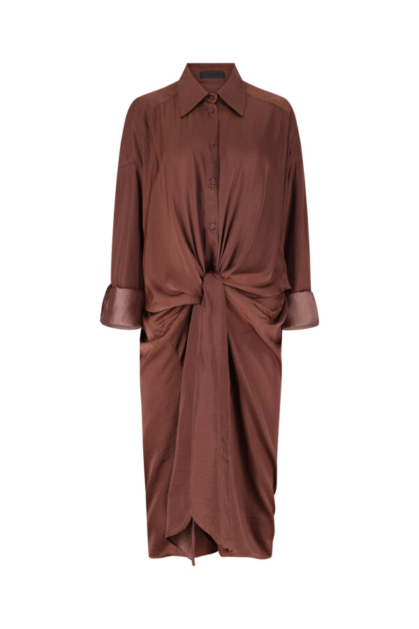 Robe Chemise Nouée -brown