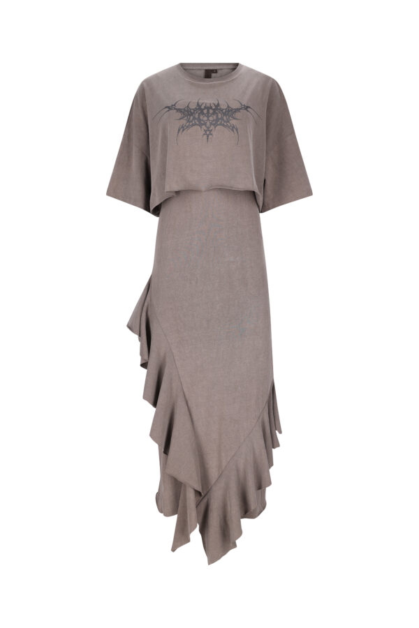 DOUBLE LAYER DRESS - vintage brown
